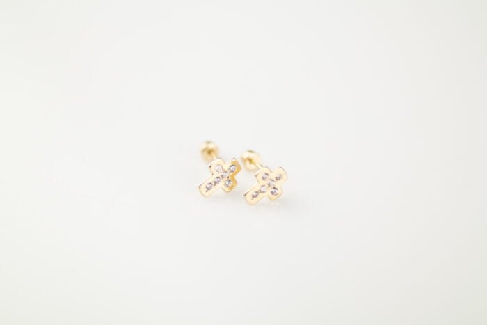 BROQUEL ALEXA ORO 10K CRUZ MINI ZIRCONIAS - Imagen 3