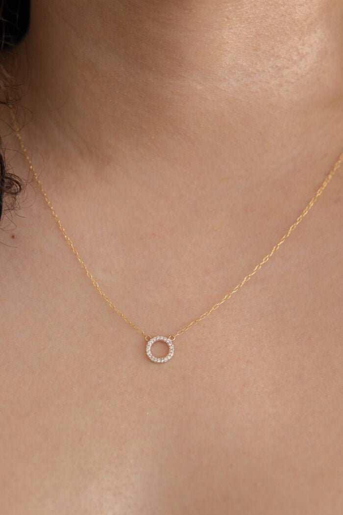 GARGANTILLA GRACE CIRCULO ZIRCONIAS ORO 10K - Imagen 2