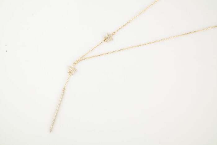 GARGANTILLA GINEBRA ORO 10K ESTRELLA C/ ZIRCONIAS Y BARRA LARGA - Imagen 3