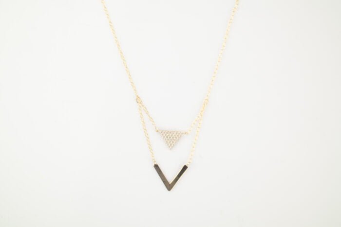 GARGANTILLA GENESIS TRIANGULOS ZIRCONIAS ORO 10K - Imagen 3