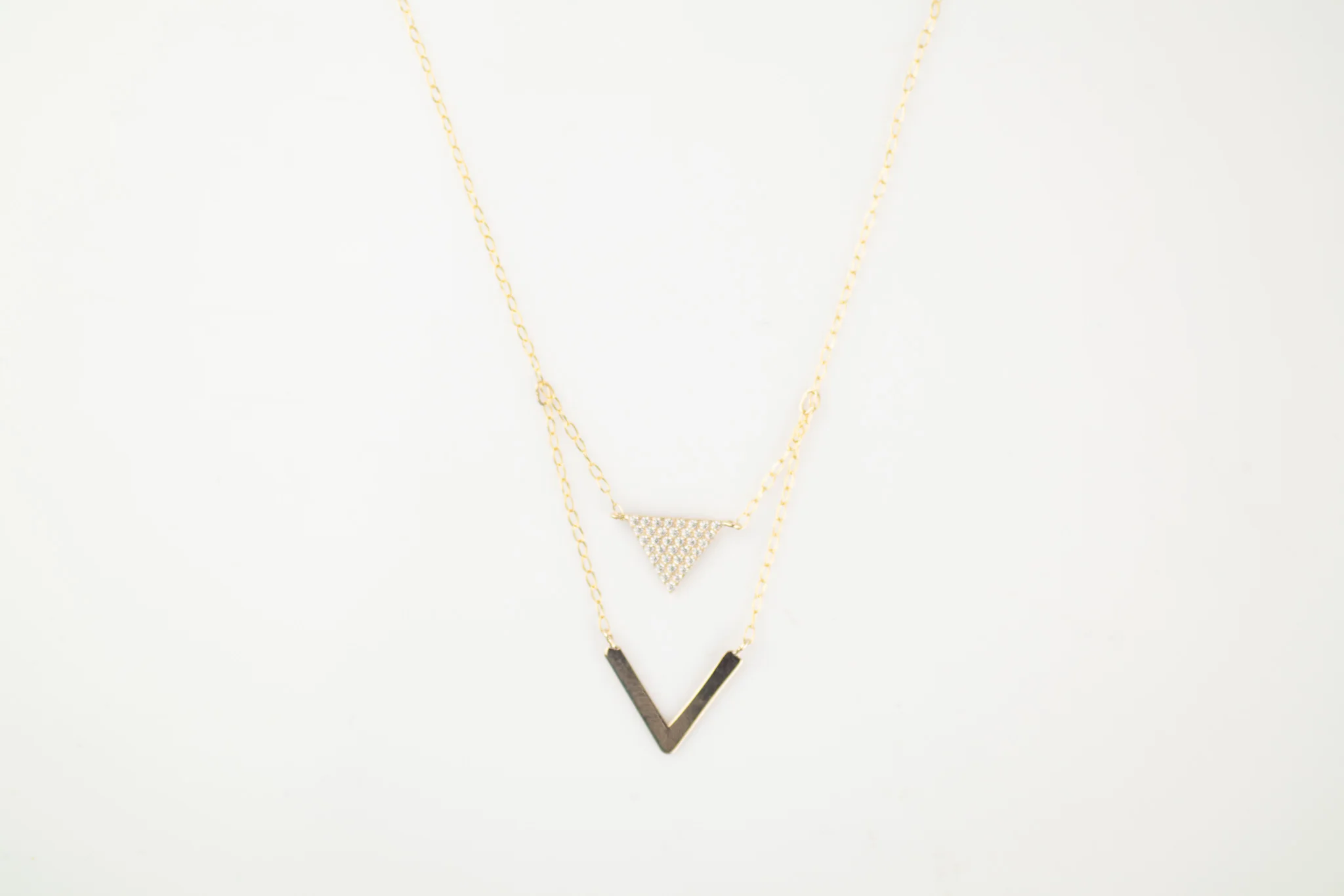 GARGANTILLA GENESIS TRIANGULOS ZIRCONIAS ORO 10K - Imagen 1