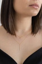 GARGANTILLA GRISEL ZIRCONIA Y BARRA LISA ORO 10K - Imagen 2