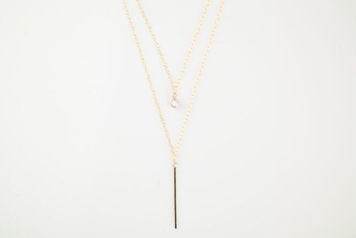 GARGANTILLA GRISEL ZIRCONIA Y BARRA LISA ORO 10K - Imagen 3