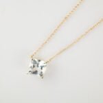 GARGANTILLA ORO 10K ACUAMARINA 7MM CORTE PRINCESA