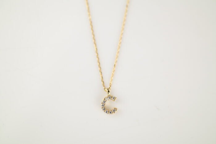 DIJE CON CADENA LETRA A-Z PLATA BAÑO ORO - Imagen 6