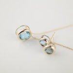 GARGANTILLA ORO 14K BLUE TOPAZ BISEL CORTE BRILLANTE 2CT