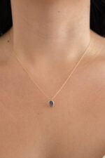 GARGANTILLA ORO 14K ZAFIRO BISEL OVAL 8X6