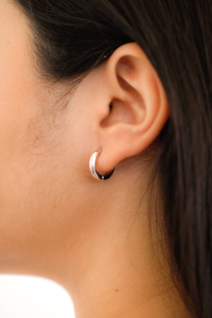 PAR ARRACADAS GRUESAS PLATA BAÑO RODIO - Imagen 2