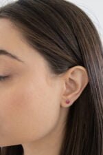 PAR ARETES ORO 14K RUBIES 5MM CORTE BRILLANTE - Imagen 2