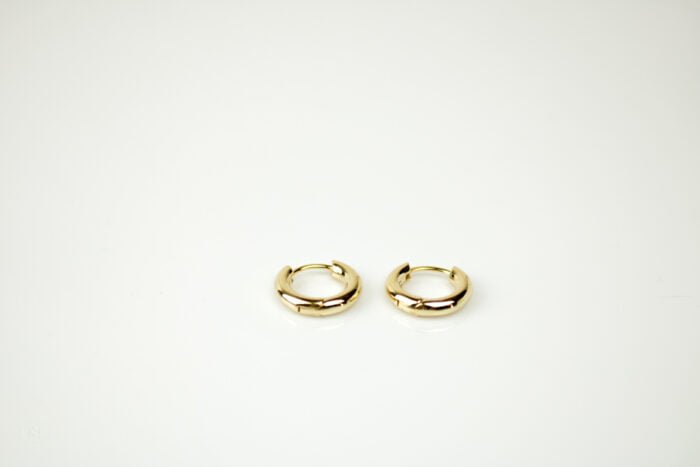 ARRACADAS GRUESAS 12MM LISAS PLATA BAÑO ORO - Imagen 2