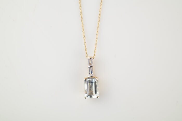 GARGANTILLA ORO 10K AQUAMARINA Y DIAMANTE - Imagen 4