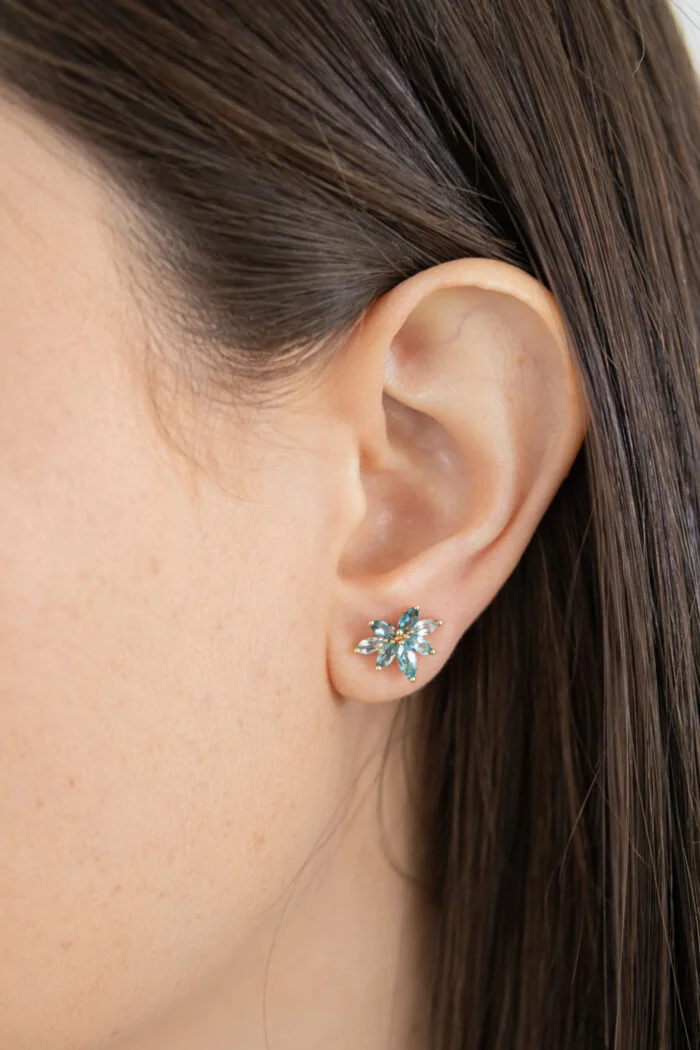 PAR ARETES ORO 10K BLUE TOPAZ CORTE MARQUIS - Imagen 3