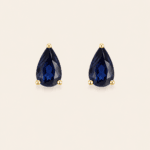 Par aretes zafiro oro 14k corte pera