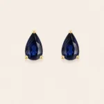 Par aretes zafiro oro 14k corte pera