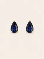 Par aretes zafiro oro 14k corte pera