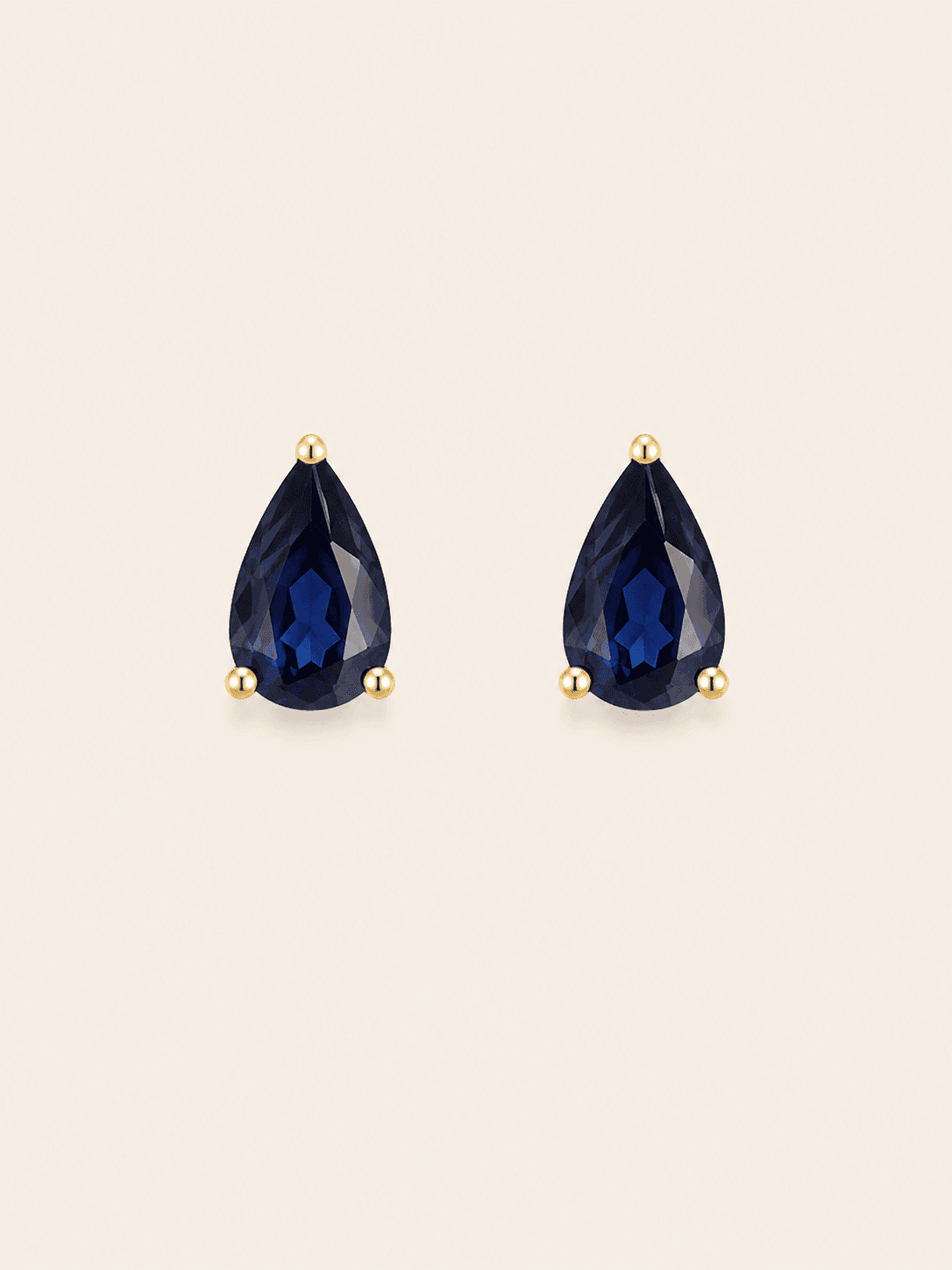 DDAB6EF3-F910-4B46-B4B6-A30C59B0B7F5 Par aretes zafiro oro 14k corte pera - Imagen 1