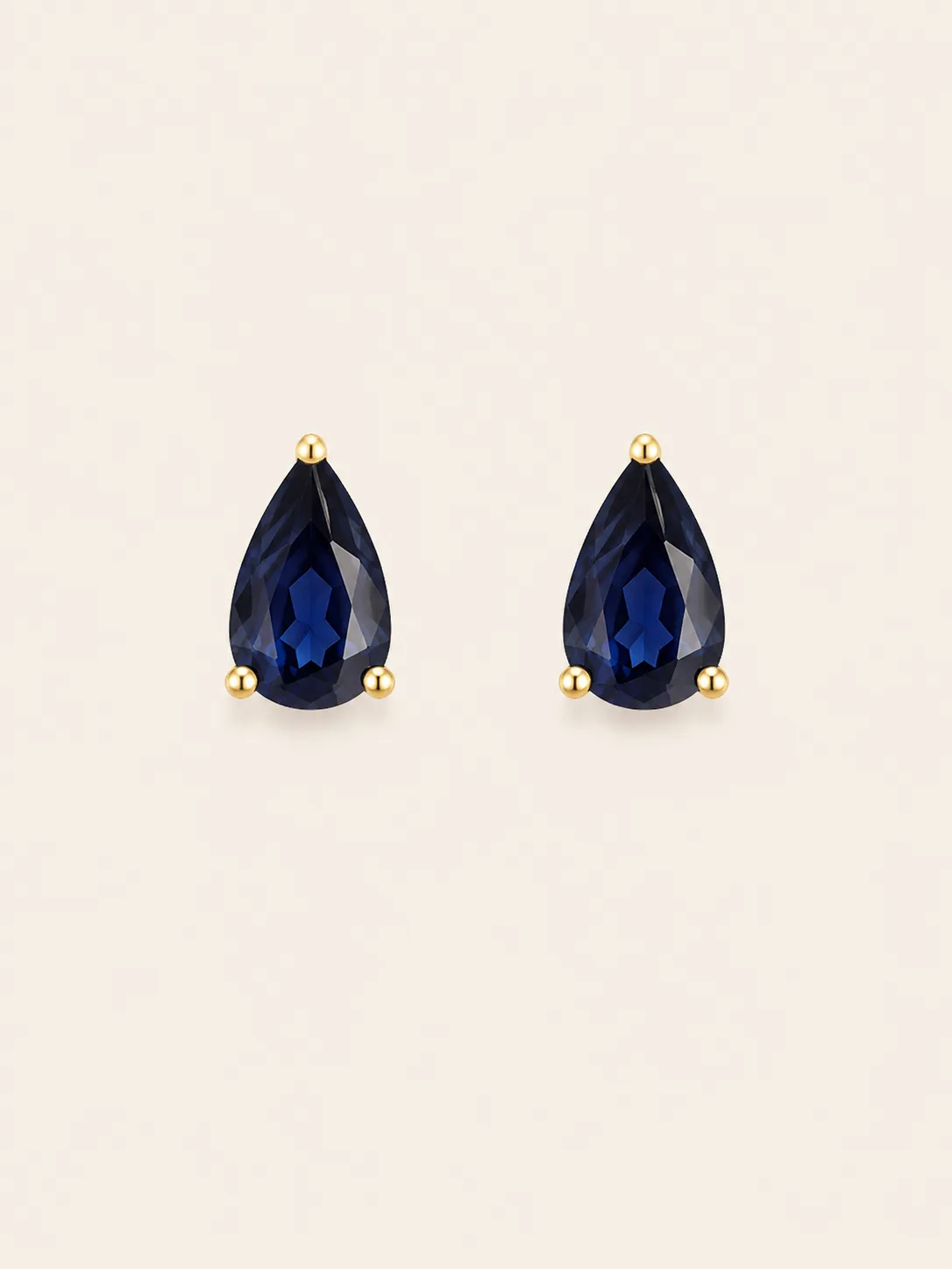 Par aretes zafiro oro 14k corte pera - Imagen 1