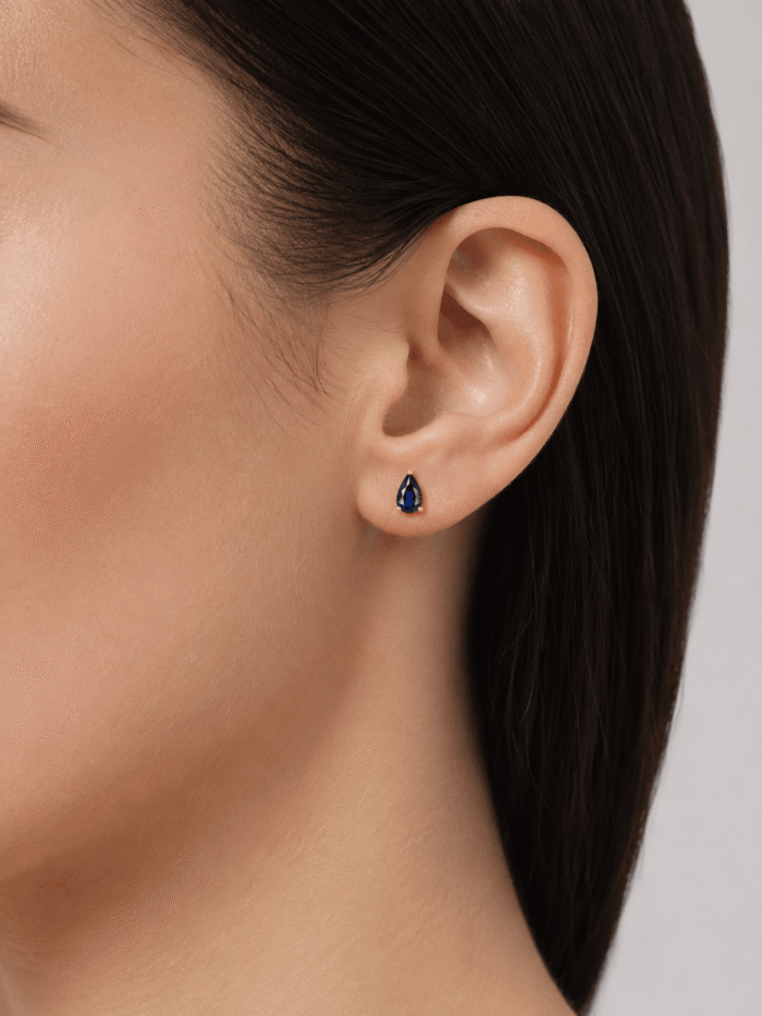 Par aretes zafiro oro 14k corte pera - Imagen 2