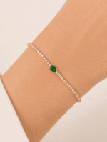 Pulsera tennis oro 10k con zirconias oval al centro verde - Imagen 2