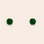 PAR ARETES ORO 14K ESMERALDA 1CT NATURAL CTE BRILLANTE 5MM