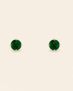 PAR ARETES ORO 14K ESMERALDA 1CT NATURAL CTE BRILLANTE 5MM