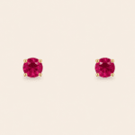 PAR ARETES ORO 14K RUBI NATURAL 4MM .50CT