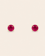 PAR ARETES ORO 14K RUBI NATURAL 4MM .50CT