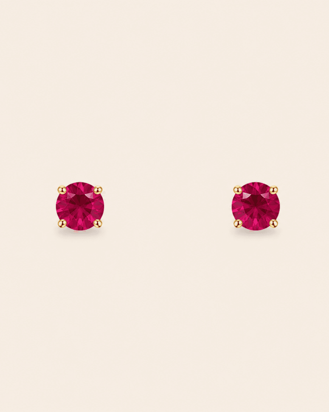 KMD08-1 PAR ARETES ORO 14K RUBI NATURAL 4MM .50CT - Imagen 1