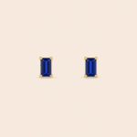PAR ARETES ORO 14K ZAFIRO AZUL NATURAL CTE BAGUETTE 0.20CT