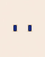PAR ARETES ORO 14K ZAFIRO AZUL NATURAL CTE BAGUETTE 0.20CT