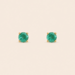 PAR ARETES ORO 14K ESMERALDA CTE BRILLANTE .50CT