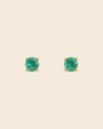 PAR ARETES ORO 14K ESMERALDA CTE BRILLANTE .50CT