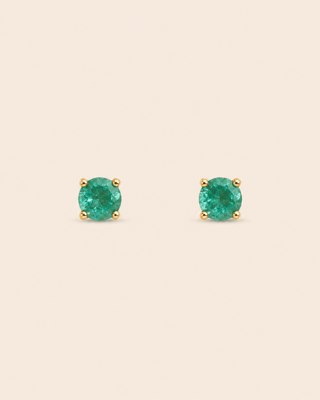 KMD13-1 PAR ARETES ORO 14K ESMERALDA CTE BRILLANTE .50CT - Imagen 1