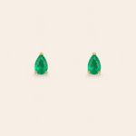Par aretes oro 14K con esmeraldas corte pera natural