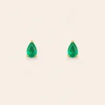 Par aretes oro 14K con esmeraldas corte pera natural