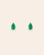 Par aretes oro 14K con esmeraldas corte pera natural