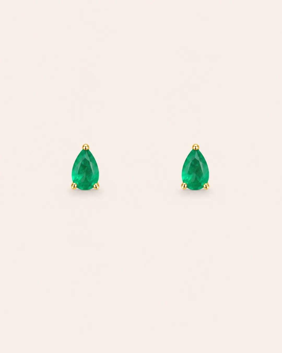 Par aretes oro 14K con esmeraldas corte pera natural - Imagen 1