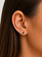 Par aretes oro 14K con esmeraldas corte pera natural - Imagen 2