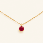 GARGANTILLA ORO 14K RUBI NATURAL REDONDO ZIRC