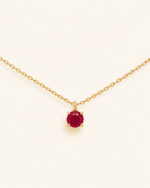 GARGANTILLA ORO 14K RUBI NATURAL REDONDO ZIRC