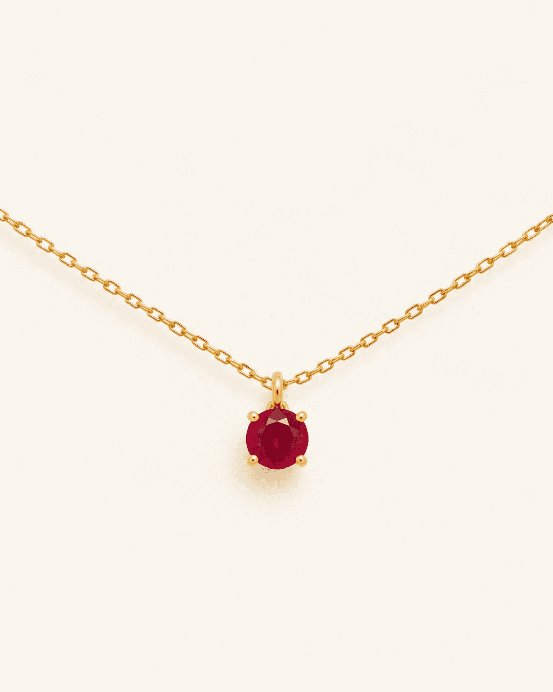 KMD25-1 GARGANTILLA ORO 14K RUBI NATURAL REDONDO ZIRC - Imagen 1