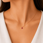 GARGANTILLA ORO 14K RUBI NATURAL REDONDO ZIRC - Imagen 2
