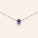 GARGANTILLA ORO 14K AMATISTA OVAL DIAMANTES