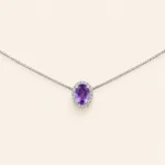 GARGANTILLA ORO 14K AMATISTA OVAL DIAMANTES