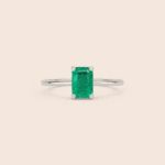 ANILLO ORO BLANCO 14K ESMERALDA .45CT