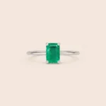 ANILLO ORO BLANCO 14K ESMERALDA .45CT