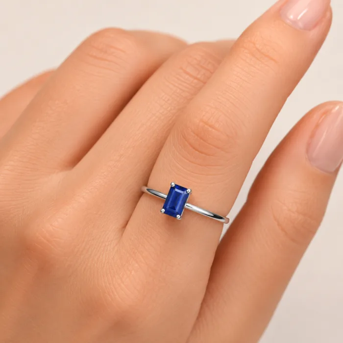ANILLO ORO BLANCO 14K ZAFIRO .45CT - Imagen 2