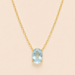 GARGANTILLA AGUAMARINA OVAL 6X4 ORO 14K