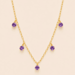 GARGANTILLA 5 AMATISTAS 2MM ORO 14K