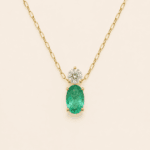 GARGANTILLA ESMERALDA OVAL 0.47 PTS DIAMANTE NAT 0.11PTS ORO 14K